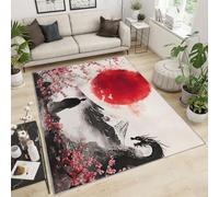 FBRUIEG Japanese Rugs for Boy Bedroom - Samurai Rug, Japanese Area Rug, Samurai Rugs for Living Room, Washable Game Carpet - Cool Kids Home Decor 50x80cm