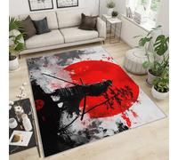 FBRUIEG Japanese Rugs for Boy Bedroom - Samurai Rug, Japanese Area Rug, Samurai Rugs for Living Room, Washable Game Carpet - Cool Kids Home Decor 50x80cm