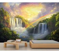 FBRUIEG Landscape Mural, Fall Wall Murals, Waterfall Wallpaper for Living Room Bedroom TV Background Office Decor - 280 * 200cm