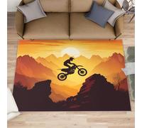 FBRUIEG Motorcycles Rugs for Boys Room, Off-Road Motorcycles Area Rugs for Bedroom, Cartoon Rug & Home Decor, Low Pile Non Slip Carpet for Computer Game Room Dormitory - 180x270 cm