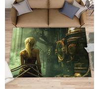 FBRUIEG Punk Rugs for Boys Room, Steam Machinery Area Rugs for Bedroom, Industrial Style Rug & Home Decor, Low Pile Non Slip Carpet for Computer Game Room Dormitory - 50x80 cm