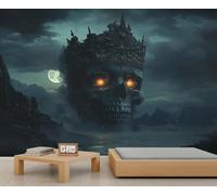 FBRUIEG Skeleton King Wall Murals, Terror Mural, Gothic Wallpaper for Living Room Bedroom Study TV Background Decor - 350x256cm