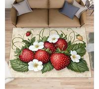 FBRUIEG Strawberry Rugs for Living Room, Still Life Rug, Fruit Area Rug, Non Slip Washable Rugs for Bedroom Kitchen Dining Room Decor Carpet - 50x80 cm