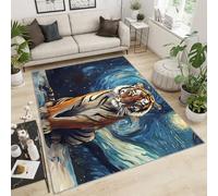 FBRUIEG Tiger Area Rug - Starry Sky Tiger Living Room Rug, Animal Kids Bedroom Rugs, Print Carpet for Children's Room Dormitory Decor Floor Mat 120x170cm
