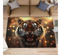 FBRUIEG Tiger Rugs for Boys Room, Tiger Area Rugs for Bedroom, Animal Rug & Home Decor, Low Pile Non Slip Carpet for Computer Game Room Dormitory - 80x150 cm