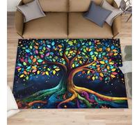 FBRUIEG Tree of Life Rugs for Bedroom, Colorful Tree Home Decor Rug, European Mythology Rugs for Living Room, Washable Area Rug for Boys Girls Room, Non Slip & Low Pile Carpet - 120x170 cm