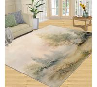 FBRUIEG Watercolor Forest Rugs for Living Room, Misty Trees Nature Rug, Abstract Forest Rugs for Bedroom, Non Slip Washable Area Rug, Low Pile Carpet for Hardwood Floors - 140x200 cm