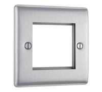 Fbs29W Screwless Flat Plate Brushed Steel 5A Unswitched Socket Round Pin White Surround FBS29W-01