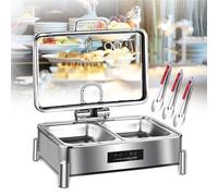 FBSHAD 9L Electric Chafing Dish Buffet Heater with 1/2/3-grid | Large Capacity Food Warming Pot | Stainless Steel Pot Thickened Combination Structure | Easy to Clean (with 3 Food Clip)