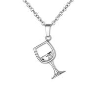 FBSHAD Adjustable Length Pendant Necklace for Women Wine Glass Long Necklace Charms Chain Women Gift Two Initial