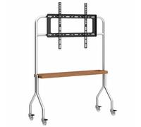 FBSHAD Adjustable Mobile TV Cart with Media Shelf, Rolling TV Stand Mount on Wheels, Tall TV Floor Stand, Height Adjustable