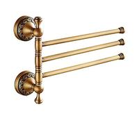 FBSHAD Antique Brass Swivel Towel Rack with 3 Arms for Bathroom and Kitchen Storage