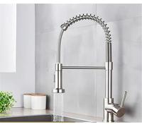 FBSHAD Brass Single Handle Kitchen Sink Faucet with Pull Down Sprayer Nozzle Hot Cold Water Mixer Tap Brushed Nickel Finish Chasing The Dawn