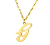 FBSHAD Capital A To Z Stainless Steel Necklace With English Letters Melon Button Men And Women Necklace (G, One Size)