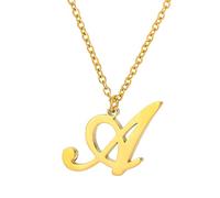 FBSHAD Capital A To Z Stainless Steel Necklace With English Letters Melon Button Men And Women Necklace (A, One Size)