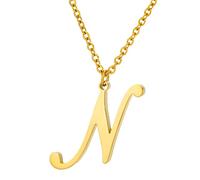 FBSHAD Capital A To Z Stainless Steel Necklace With English Letters Melon Button Men And Women Necklace (N, One Size)