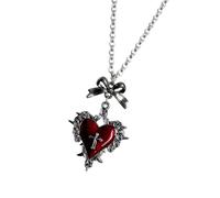 FBSHAD Fashionable Gothic Choker with Crosses Pendant Heart Bowknot Decoration for Women Punk Styles Daily Use Red and Black Love Cross Necklace