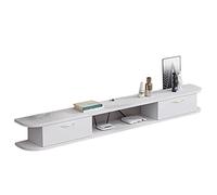 FBSHAD Floating TV Stand Wall Mounted Media Console Storage Shelf for Cable Box and Audio/Video Unit Wood Entertainment Center,White-140x22x18.4cm