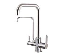 FBSHAD Kitchen Faucet 3 Way Brushed Stainless Steel 360 ° Swiveling Pure Water Hot and Cold Water Mixer Faucets Kitchen-A(B)