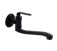 FBSHAD Kitchen Faucet Wall Mounted Only Cold Water Sink Faucet Black Mop Pool Faucet Swivel Brass Single Hole Kitchen Faucets