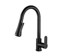 FBSHAD Kitchen Faucets with Pull Down Sprayer Brass hot and Cold Multifunctional Faucet Retractable 360°Rotating Kitchen Sink Faucet-Black