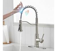 FBSHAD Kitchen Sink Faucet, Smart Touch Sensor Faucet with Pull Down Sprayer, Stainless Steel Touch Activated Kitchen Tap Single Handle Hot and Cold Water Mixer Tap,Black(Brushed Nickel)