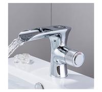 FBSHAD LED Digital Basin Faucet Black Bath Basin Mixer Brass Temperature Display Faucet Smart Tap Sink Faucet Compatible with Bathroom,Single Lever monobloc Kitchen Mixer