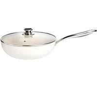 FBSHAD Medical Stone Nonstick Wok Pan, Carbon Steel Stir-Fry Pans with Lid and Steamer Pot Wok Flat Bottom Cookware Multi-Ply Clad Wok for All Stove Tops,Induction Compatible, Gas Cook -28cm(28cm)