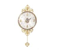 FBSHAD Office Wall Decor Clock Brass Clock Wall Clock Living Room Silent Bedroom Automatic Timing Household Clock No Punching Alarm Clocks for Bedrooms(Model B Electric Wave Movement)
