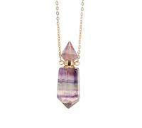 FBSHAD Oil Diffuser Necklace Stainless Steel Chain Choker for Women Adjustable Length Neckchain Party Jewelry Natural Crystal Hexagonal Column Bottle Pendant