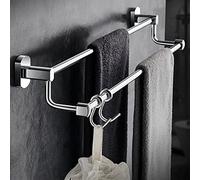 FBSHAD Rails Racks, for All-Copper Rail, Double-Bar Bath Hand Holder Bathroom Rack, Wall-Mounted Light Towel Bar with Hook/60Cm Double Pole/a