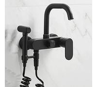 FBSHAD Spray, Copper Wall Mount Faucet Black, hot and Cold, in-Wall, Laundry Kitchen Sink, Swivel