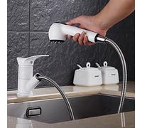 FBSHAD The Kitchen Granite Trough with The Washing Pot Copper Precision Casting Can Pull The Hot and Cold Quartz Stone Sanding Faucet,Whitemodern Luxury Quality Guarantee Home Decoration
