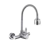 FBSHAD Wall-Mounted Concealed Type 304 Stainless Steel hot and Cold Sink Faucet Single Lever Laundry Pool Kitchen Rotation@B(A)