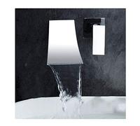 FBSHAD Waterfall with Extra Large Spout Brass Wall Mounted Cold and Hot Water Mixer Sink Tap 2 Hole Single Handle Basin Faucet for Bathroom Hotel