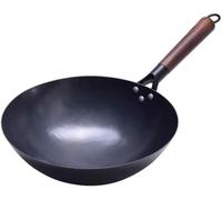FBSHAD Wok Fry Pan Old-Fashioned Iron Pot Home Wok Non-Stick pan Gas Stove for Smoke- Manual Iron Wok Wok Without Coating Frying Pan(Earless-30cm)