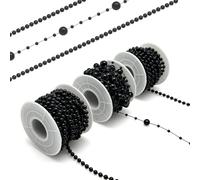 Fbshicung 3 Rolls Black Pearls String Beads Decoration Pearl Garland