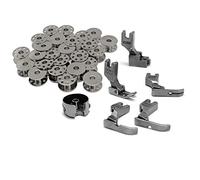 Fbshicung 31Pcs Industrial Sewing Machine Bobbins, Presser Feet, and Bobbin Cases for Juki, Singer, Consew