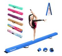 FBSPORT 8ft Balance Beam Folding Gymnastics Beam Foam Balance Floor Beam Equipment for Kids Adults, Suede Cover Anti Slip Base with Carry Bag for Home School Gym Training, Blue