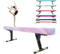 FBSPORT Adjustable Gymnastic Balance Beam 244CM,5 heights Adjustable High and Low Level Floor Beam Highly Stable Gym Practice Training Equipment for Kids