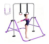 FBSPORT Gymnastics Bar for Kids, Foldable Adjustable Height Horizontal Bar, Gymnastic Training Equipment for Home Gym Indoor and Outdoor Use, Supports 140lbs