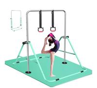 FBSPORT Gymnastics Bar with Mat, Folding Horizontal Bar Gymnastics Equipment for Kids Home Training, Expandable Gymnastics Training Bar Junior with Adjustable Height for Girls Boys