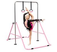 FBSPORT Gymnastics Bars, Horizontal Bar Expandable Gymnastics Kids Bar Folding Bar Junior Training Bar Multifunction Gym Training Equipment Home Training Adjustable Height Kip Bar (Pink)