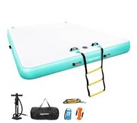 FBSPORT Inflatable Floating Dock Air Dock Platform, 6ft Floating Island Raft for Lake with Non-Slip Surface, Lake Floats for Adults, Inflatable Water Float Dock Mat for Pool Beach Ocean, Green/White