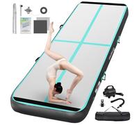 FBSPORT Inflatable Gymnastics Mat 1/2/3/4/5/6 M Tumbling Mat 10/15/20 CM Thick with Electric Air Pump for Home Gym Yoga Pilates Water Fun
