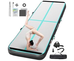 FBSPORT Inflatable Gymnastics Mat 1/2/3/4/5/6 M Tumbling Mat 10/15/20 CM Thick with Electric Air Pump for Home Gym Yoga Pilates Water Fun