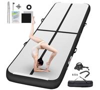 FBSPORT Inflatable Gymnastics Mat 4 M Tumbling Mat 20 CM Thick with Electric Air Pump for Home Gym Yoga Pilates Water Fun