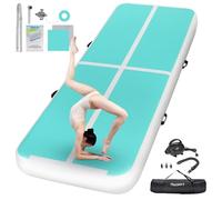 FBSPORT Inflatable Gymnastics Mat 4 M Tumbling Mat 20 CM Thick with Electric Air Pump for Home Gym Yoga Pilates Water Fun