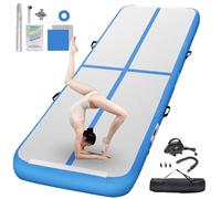 FBSPORT Inflatable Gymnastics Mat 4 M Tumbling Mat 20 CM Thick with Electric Air Pump for Home Gym Yoga Pilates Water Fun