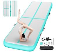 FBSPORT Inflatable Gymnastics Mat 5 M Tumbling Mat 10 CM Thick with Electric Air Pump for Home Gym Yoga Pilates Water Fun, Portable & Easy to Store